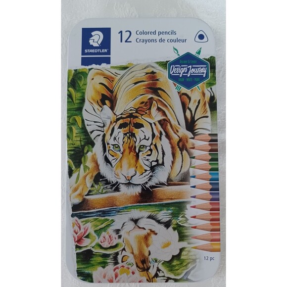 STAEDTLER 12 COUNT ALL COLOR ART PENCILS IN TIN CASE - Picture 1 of 3